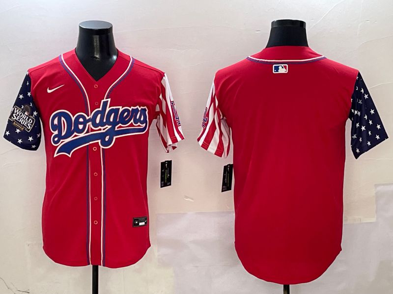 Men Los Angeles Dodgers Blank Red a generation of national flags Joint name 2025 Nike MLB Jersey style 3